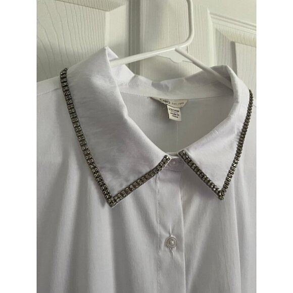 Cato White Button Down Blouse NEW - Picture 3 of 4